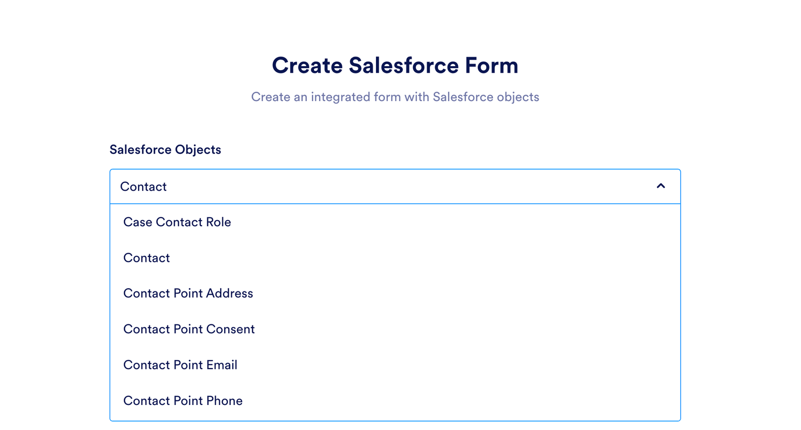 Select Salesforce Object to Map